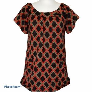Vintage Wool Blend Orange/Brown/Blue Argyle Top